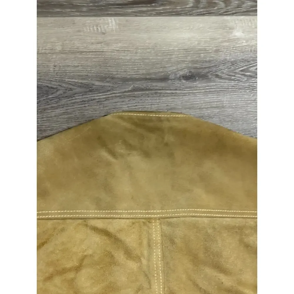 Vintage Sears The Leather Shop Sherpa Lined Tan Vest Retro - Men’s Medium